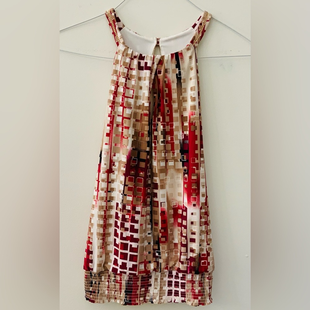 White House Black Market Multicolor Woman’s Lined Sleeveless Top Blouse Size XS